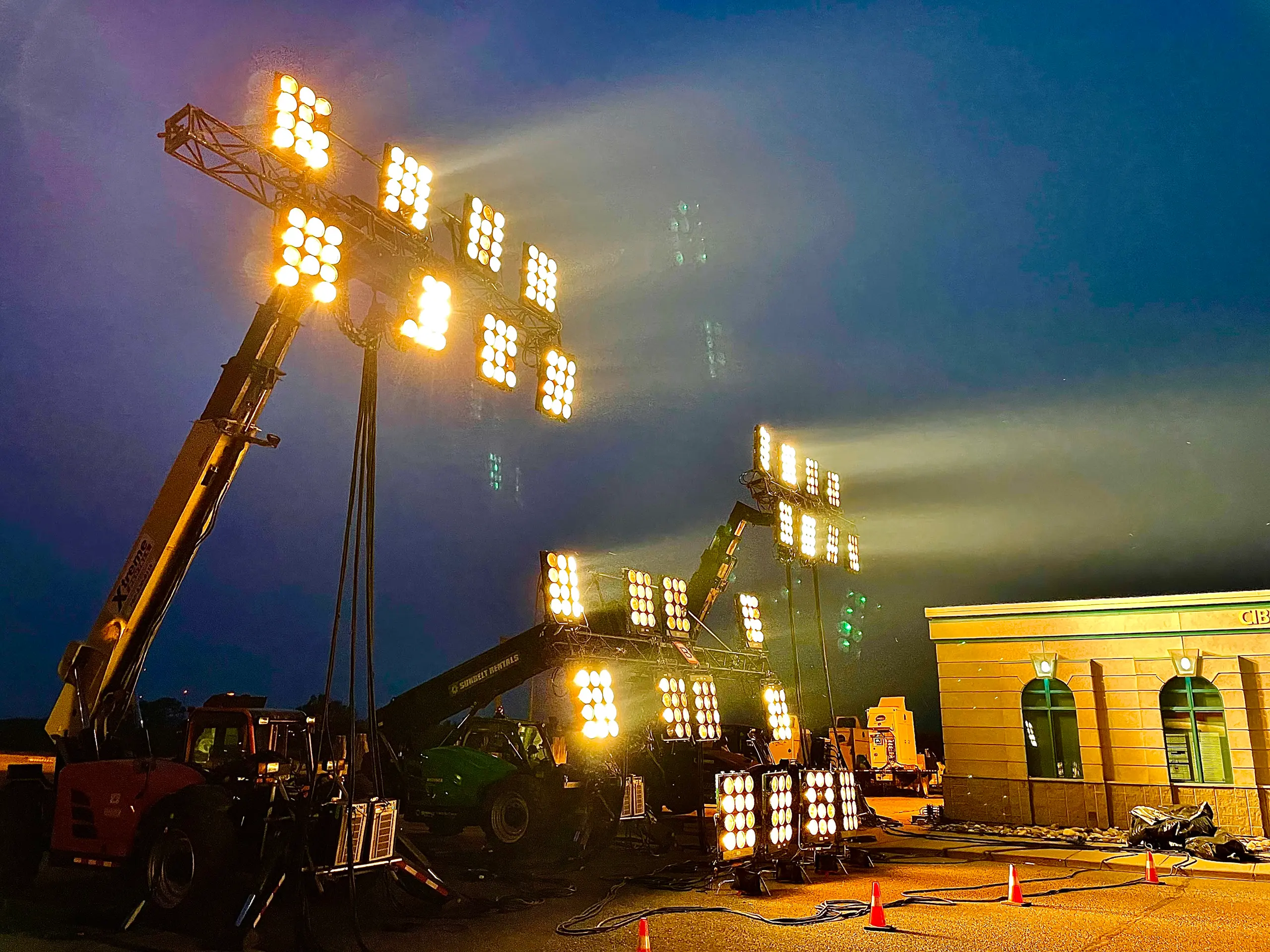 Lighting rig on the set of The Last of Us